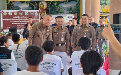 พล.ต.ต.ภิรมย์ สวนทอง ผบก.ภ.จว.ยโสธร มอบหมายให้ พ.ต.อ.สานิตย์ ไชยสถิตย์ รอง ผบก.ภ.จว.ยโสธร และ พ.ต.อ.บุรภัช บุรีภักดี รอง ผบก.ภ.จว.ยโสธร ร่วมให้การต้อนรับ พล.ต.ต.ระพีพงษ์ สุขไพบูลย์ รอง ผบช.ภ.3 ซึ่งได้เดินทางมาตรวจประเมินผลการดำเนินโครงการชุมชนบำบัดอย่างยั่งยืนในตำบลแพร่ระบาดยาเสพติดสูงสุด 100 ตำบล ตามนโยบายเร่งด่วนรัฐบาล ในพื้นที่ของ สภ.เลิงนกทา