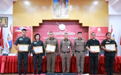 พล.ต.ต.ภิรมย์ สวนทอง ผบก.ภ.จว.ยโสธร พร้อมด้วย พ.ต.อ.วิสูตร สถิตย์ รอง ผบก.ภ.จว.ยโสธร, พ.ต.อ.วีรพล เจริญวิศาล ผกก.ฝอ.ภ.จว.ยโสธร, พ.ต.อ.ธนกฤต อัฒจักร ผกก.(สอบสวน)กลุ่มงานสอบสวน ภ.จว.ยโสธร, พ.ต.อ.เทอดไทย เข็มทอง ผกก.(สอบสวน)กลุ่มงานสอบสวน ภ.จว.ยโสธร, หน.สภ.ในสังกัด และ ฝอ.ภ.จว.ยโสธร ร่วมการประชุมบริหารตำรวจภูธรจังหวัดยโสธร ประจำเดือน เมษายน พ.ศ. 2568